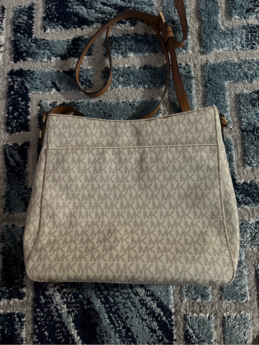 Michael Kors Cream and Tan MK Logo Crossbody Bag - Picture 2 of 5